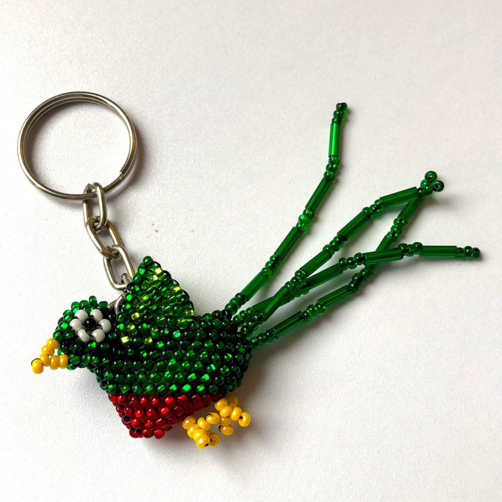 Guatemalan Hand Beaded Bird Keychain 5” | NWOT